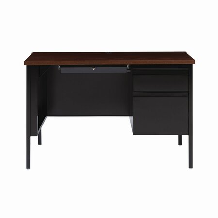 ALERA Single Pedestal Steel Desk, 45.5in x 24in x 29.5in, Mocha/Black, Black Legs 22200